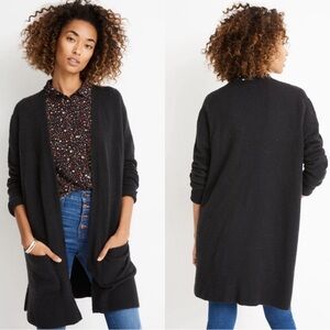 MADEWELL Kent Merino Wool Black Open Cardigan Sweater